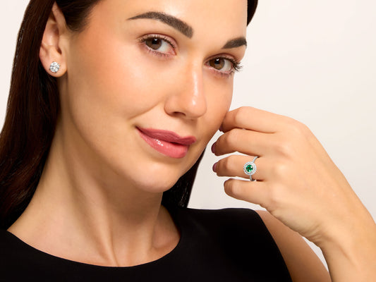 Tiffany & Co. 'Soleste' Diamond and Emerald Ring in Platinum