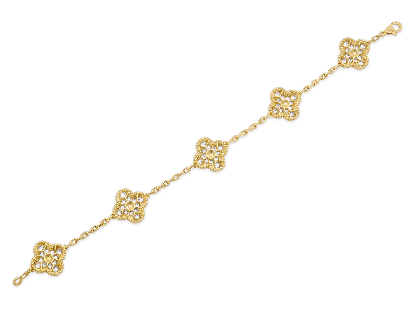 Van Cleef & Arpels 'Vintage Alhambra' Diamond Bracelet, 5 Motifs, in 18K Gold