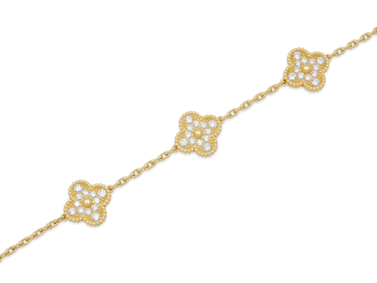 Van Cleef & Arpels 'Vintage Alhambra' Diamond Bracelet, 5 Motifs, in 18K Gold