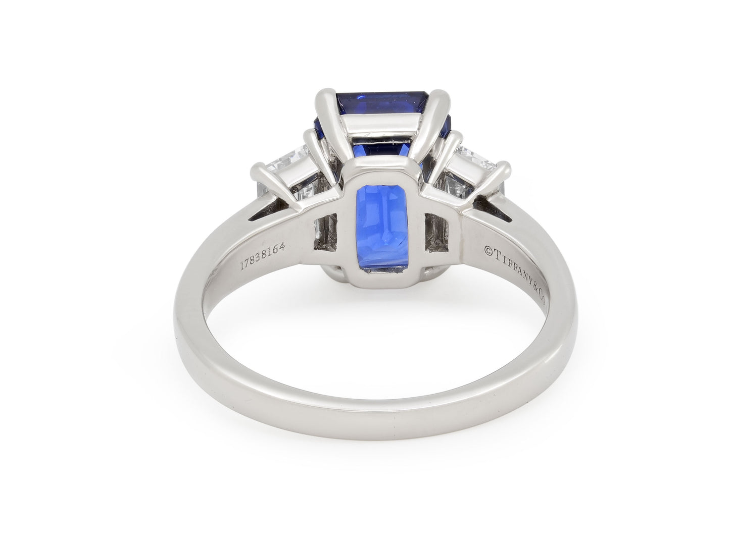 Tiffany & Co. Sapphire, 5.12 Carats, and Diamond Ring in Platinum