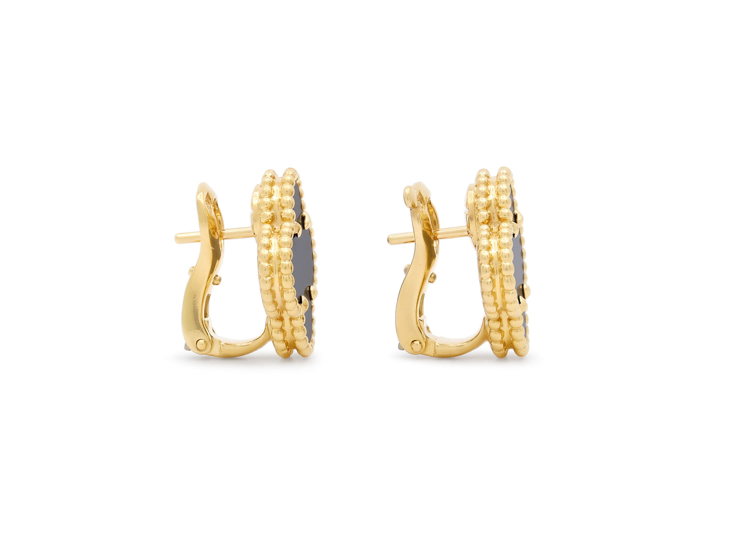 Van Cleef & Arpels 'Vintage Alhambra' Onyx Earrings in 18K Gold
