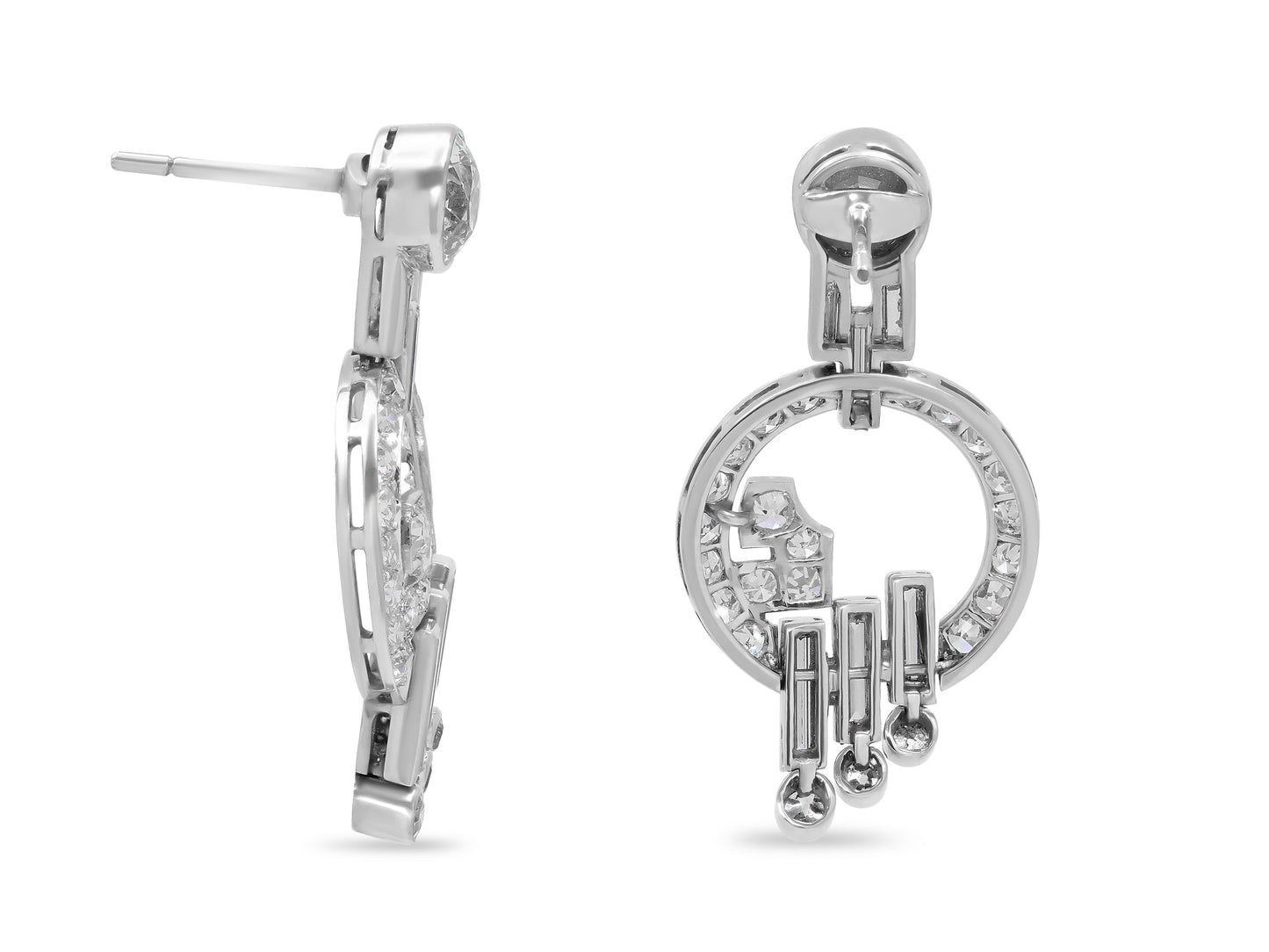 Mid-Century Diamond Earrings in Platinum