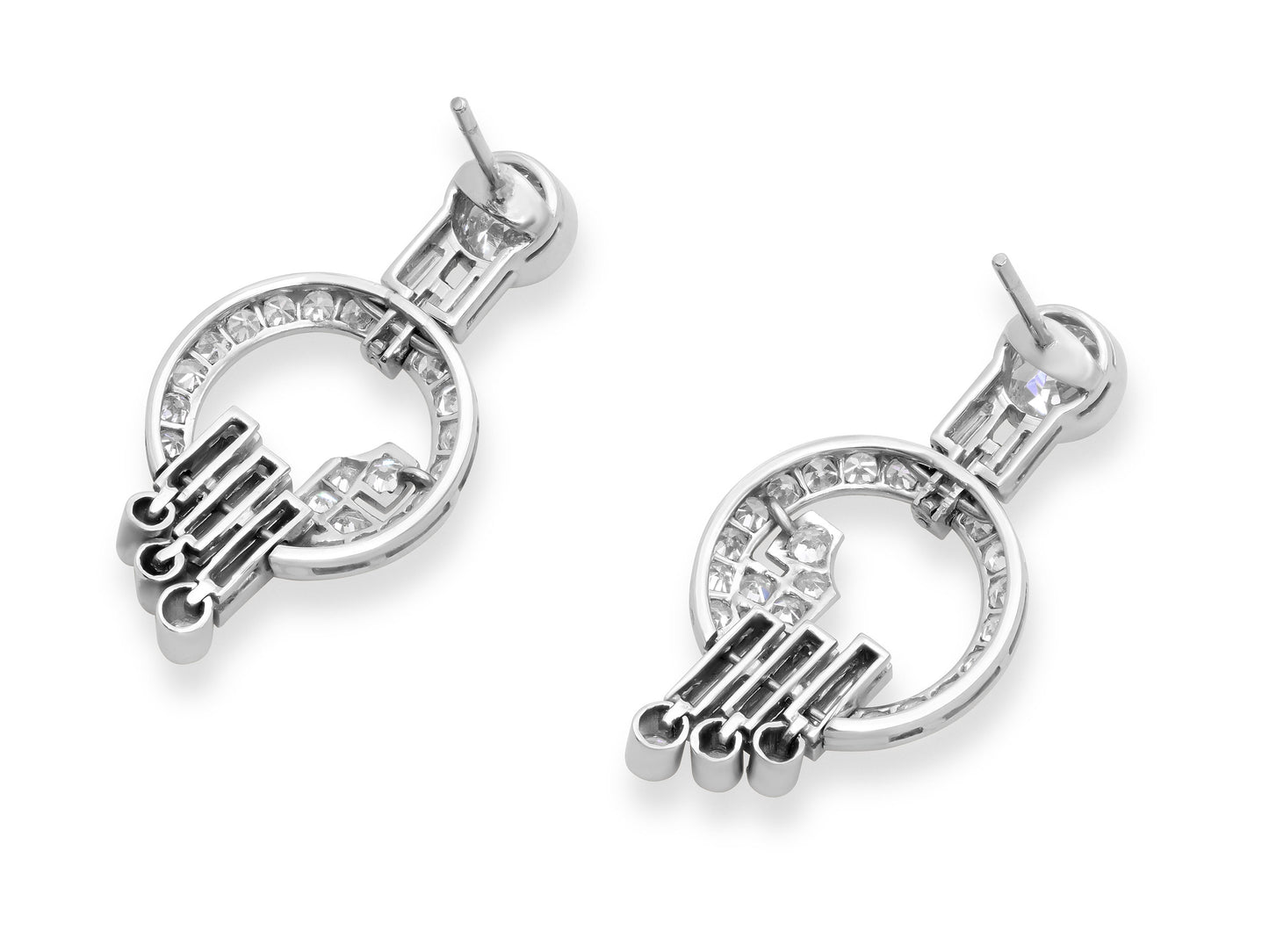 Mid-Century Diamond Earrings in Platinum