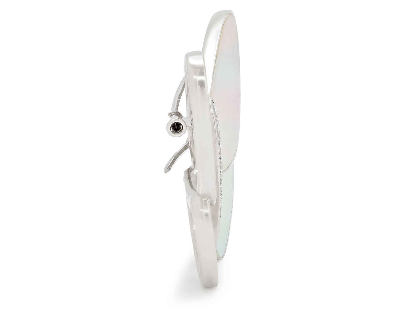 Van Cleef & Arpels Diamond and Mother-of-Pearl Butterfly Brooch in 18K White Gold