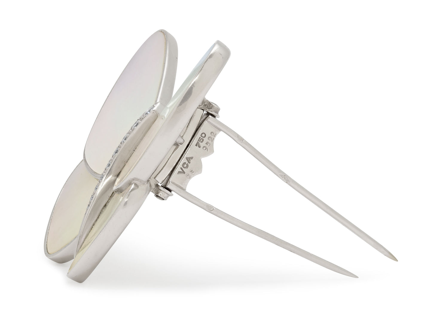 Van Cleef & Arpels Diamond and Mother-of-Pearl Butterfly Brooch in 18K White Gold