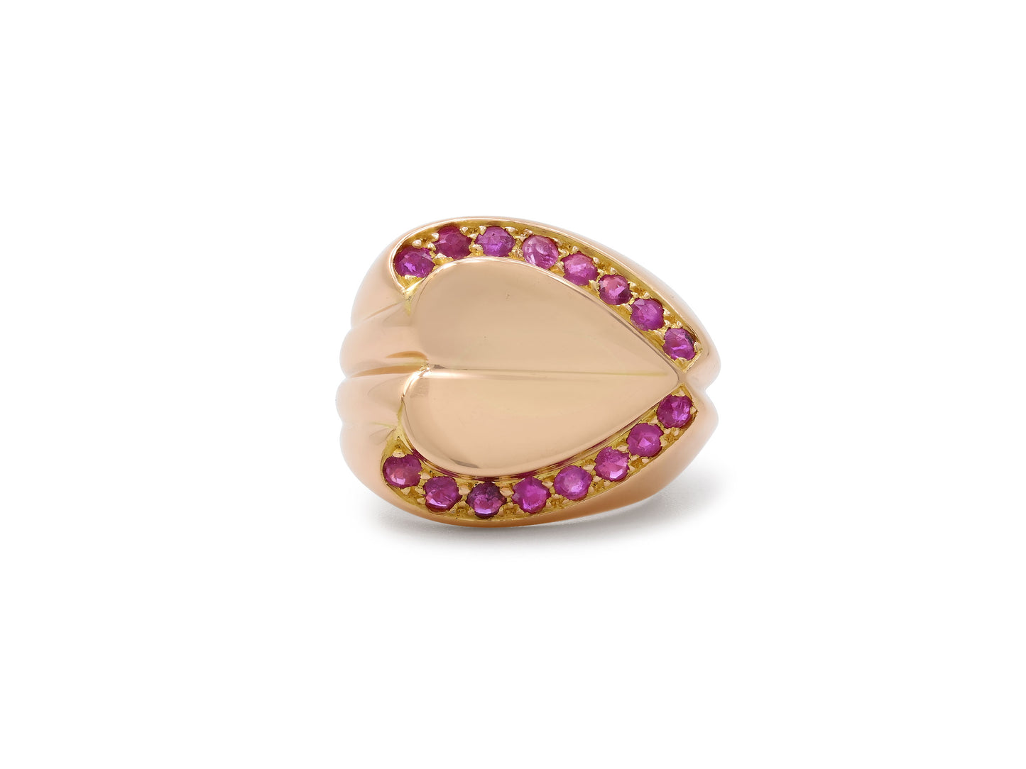 Retro Ruby Heart Ring in 18K Gold