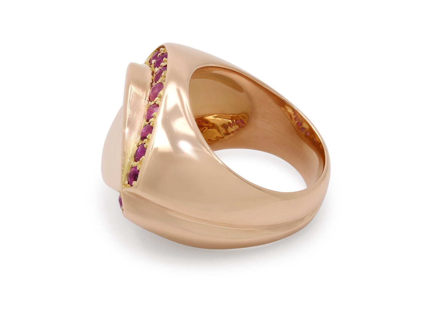 Retro Ruby Heart Ring in 18K Gold