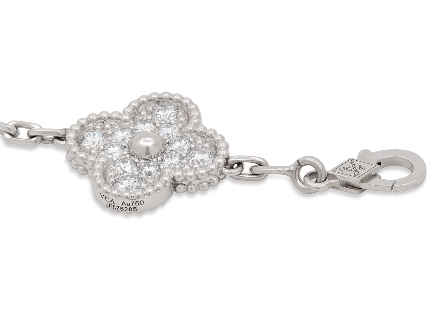 Van Cleef & Arpels 'Vintage Alhambra' Diamond Bracelet, 5 Motifs, in 18K White Gold