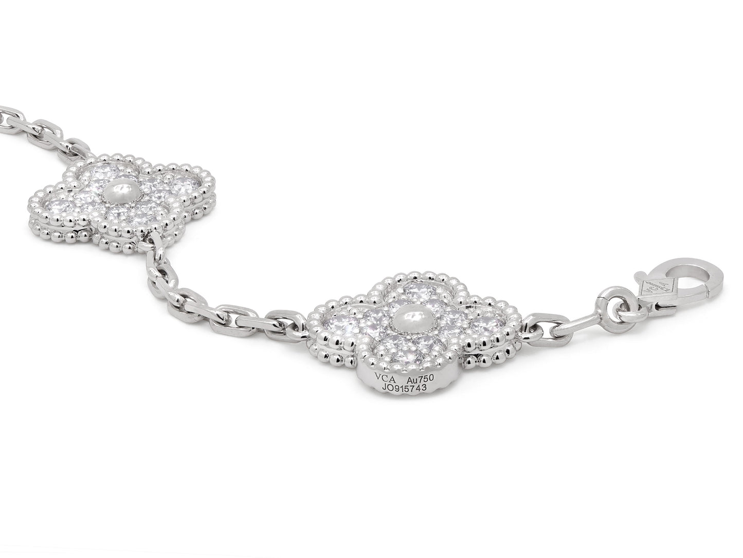 Van Cleef & Arpels 'Vintage Alhambra' Diamond Bracelet, 5 Motifs, in 18K White Gold