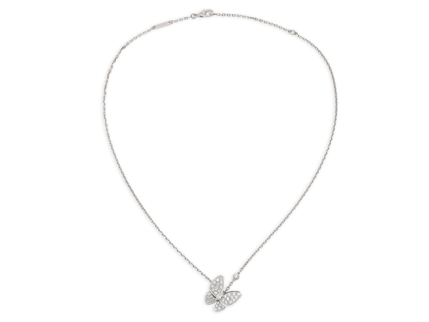 Van Cleef & Arpels 'Two Butterfly' Diamond Pendant 18K White Gold