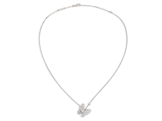 Van Cleef & Arpels 'Two Butterfly' Diamond Pendant 18K White Gold