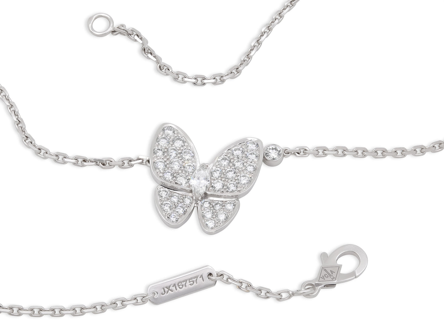 Van Cleef & Arpels 'Two Butterfly' Diamond Pendant 18K White Gold