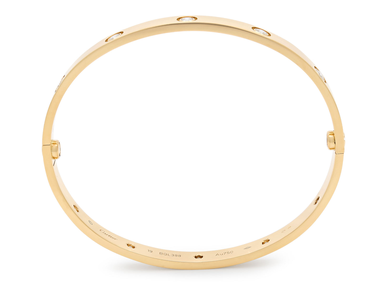 Cartier 'Love' Diamond Bracelet in 18K Gold, Classic Model, Size 19