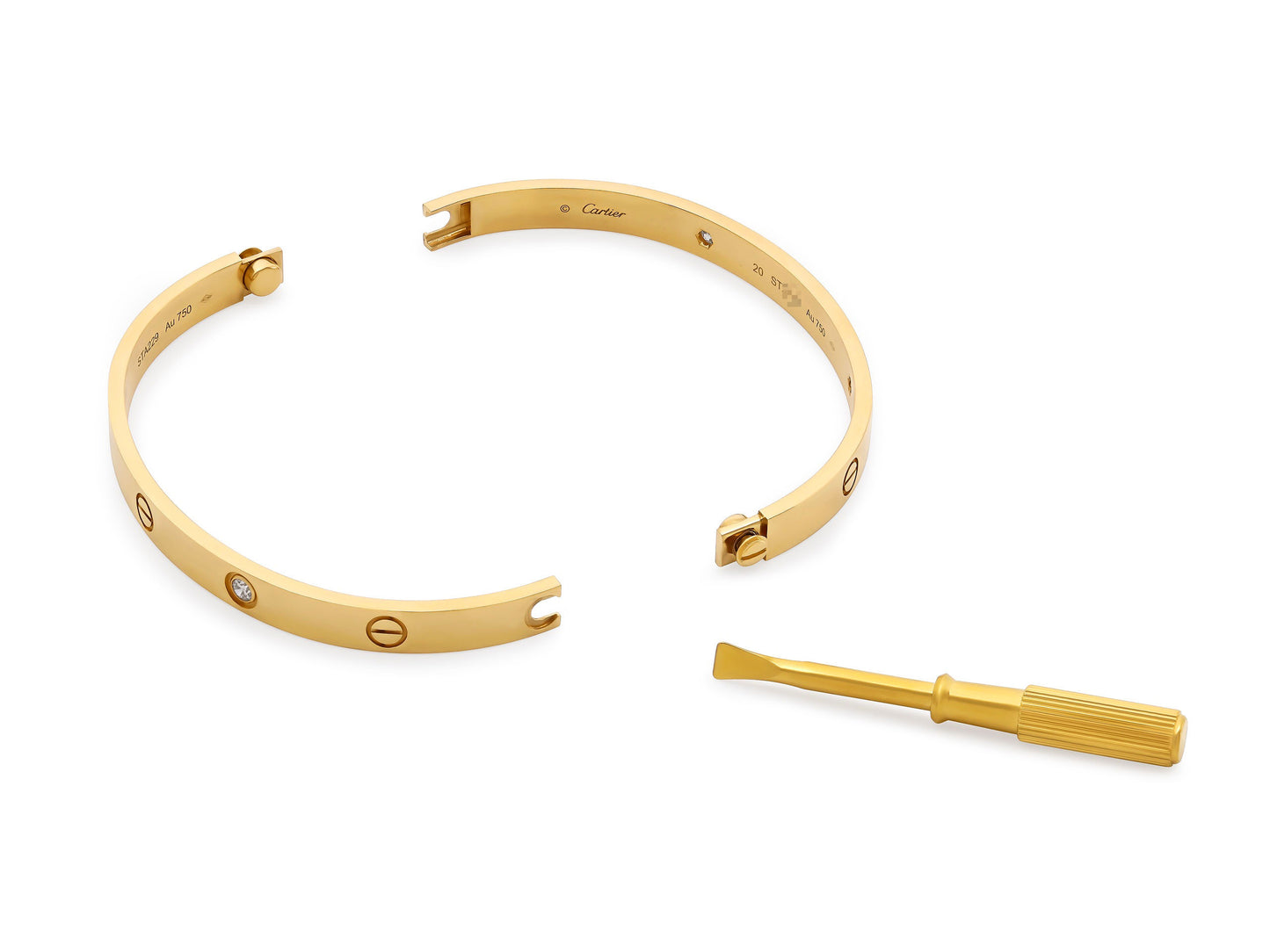 Cartier 'Love' Bracelet in 18K Gold, 4 diamonds, Classic Model, Size 20