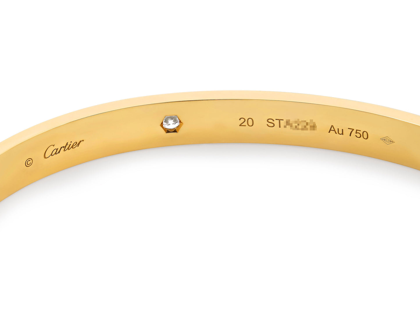 Cartier 'Love' Bracelet in 18K Gold, 4 diamonds, Classic Model, Size 20