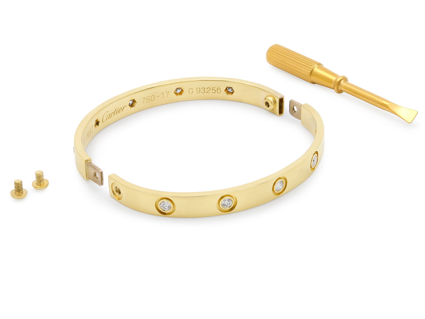 Cartier 'Love' Diamond Bracelet in 18K Gold, Size 17