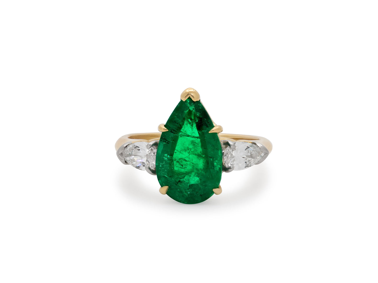 Harry Winston Emerald and Diamond Ring in 18K Gold and Platinum