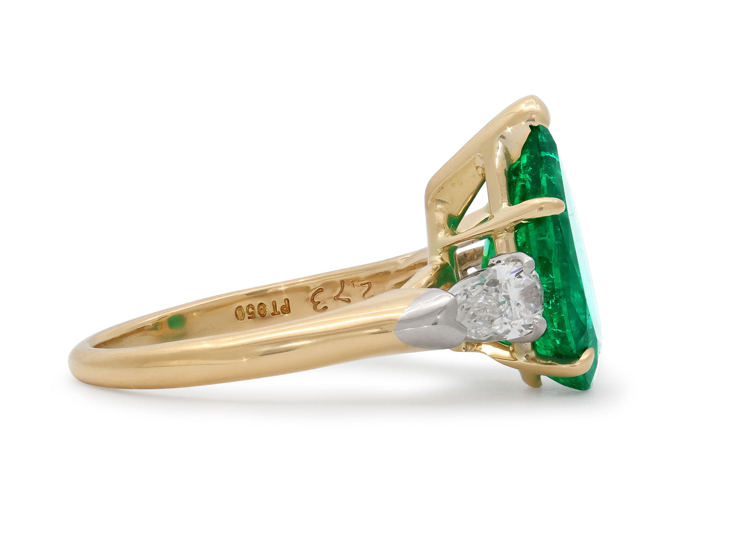 Harry Winston Emerald and Diamond Ring in 18K Gold and Platinum