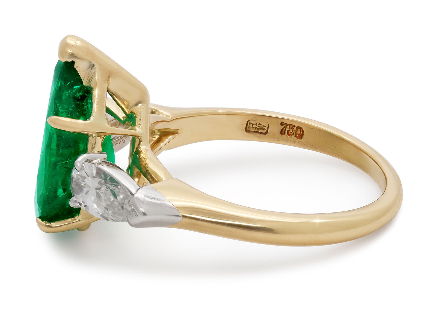 Harry Winston Emerald and Diamond Ring in 18K Gold and Platinum