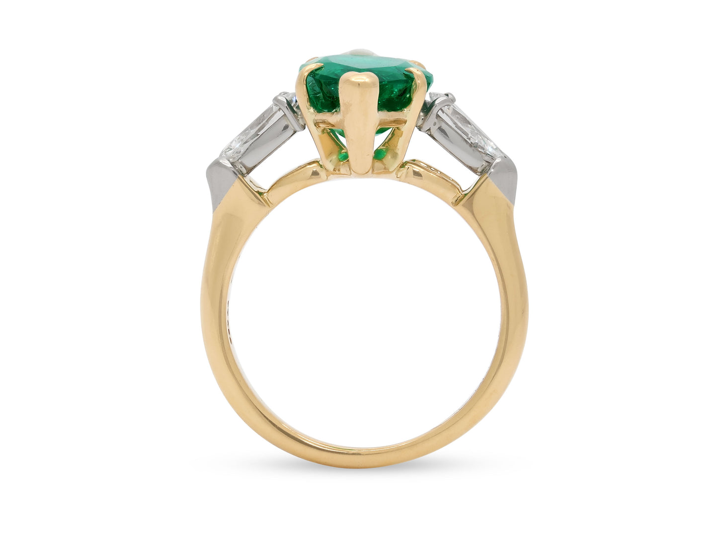 Harry Winston Emerald and Diamond Ring in 18K Gold and Platinum