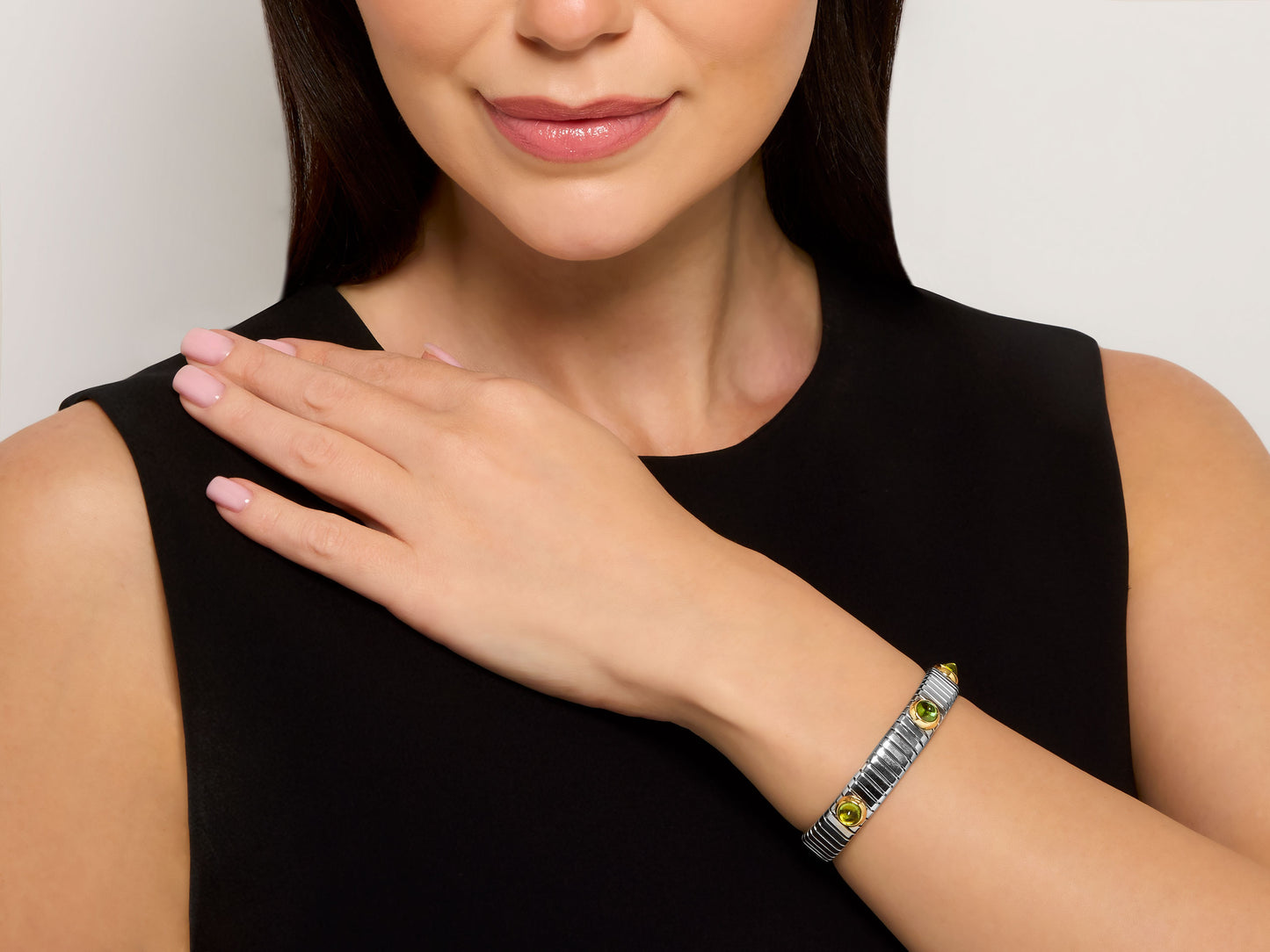 Bulgari Peridot Tubogas Bracelet in Steel and 18K Gold