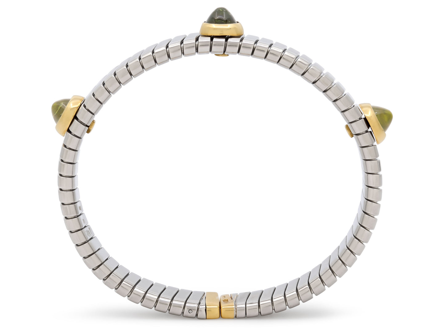 Bulgari Peridot Tubogas Bracelet in Steel and 18K Gold