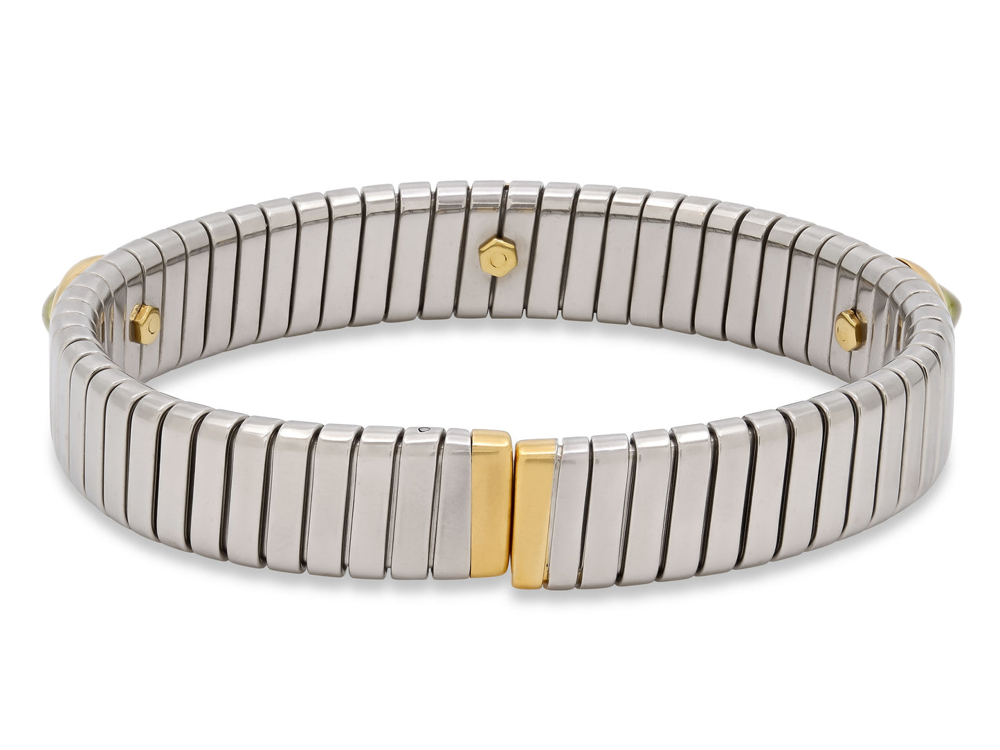 Bulgari Peridot Tubogas Bracelet in Steel and 18K Gold