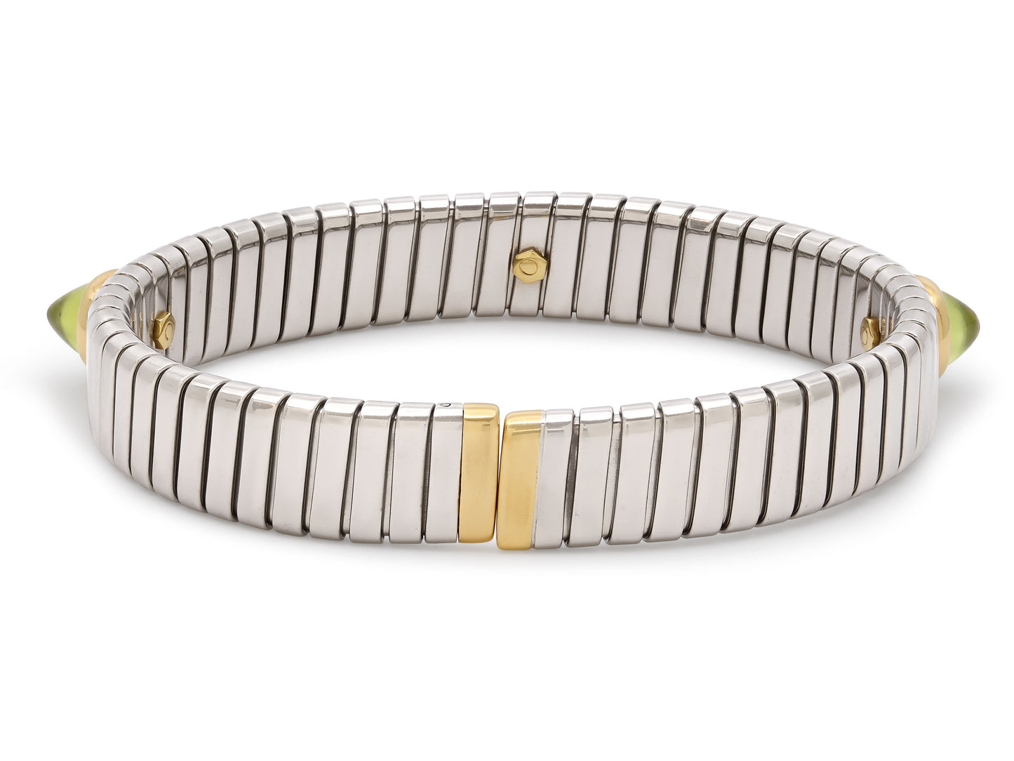 Bulgari Citrine and Peridot Tubogas Bracelet in Steel and 18K Gold