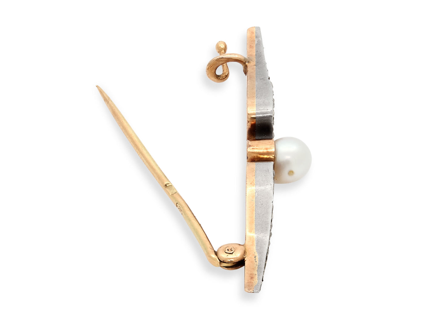 Antique Victorian Wing Pin in Silver over Gold, Russian
