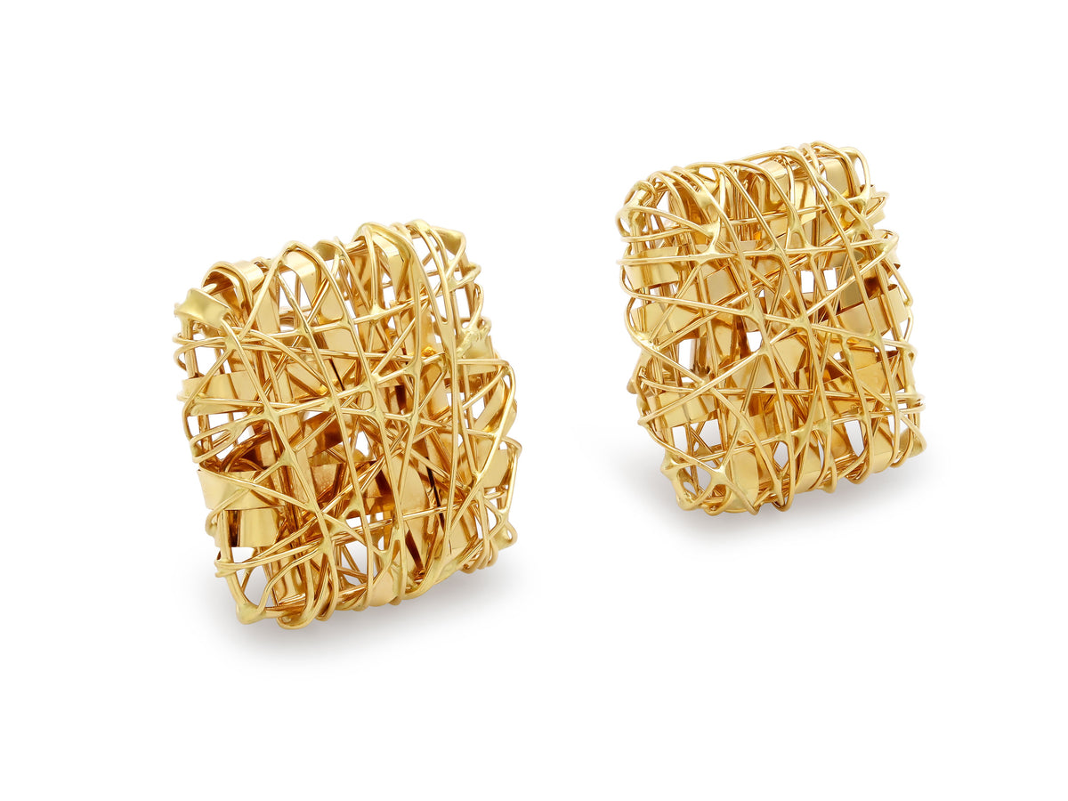 Woven Earrings in 18K Gold