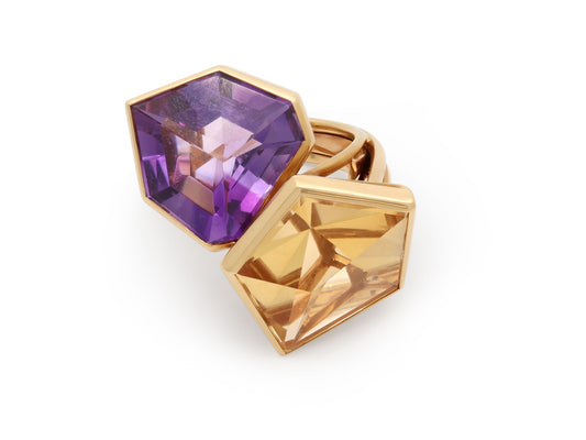 Marchak Amethyst and Citrine Ring in 18K Gold