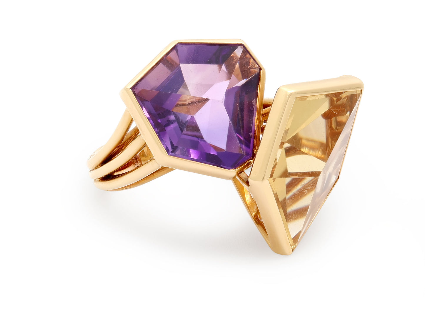 Marchak Amethyst and Citrine Ring in 18K Gold