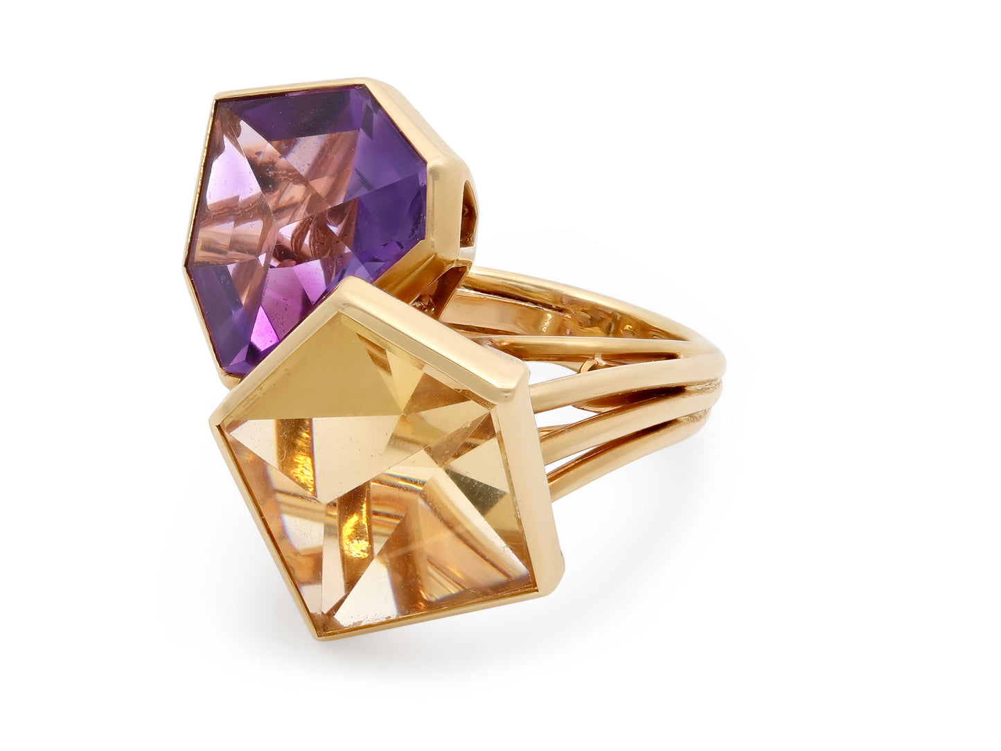 Marchak Amethyst and Citrine Ring in 18K Gold