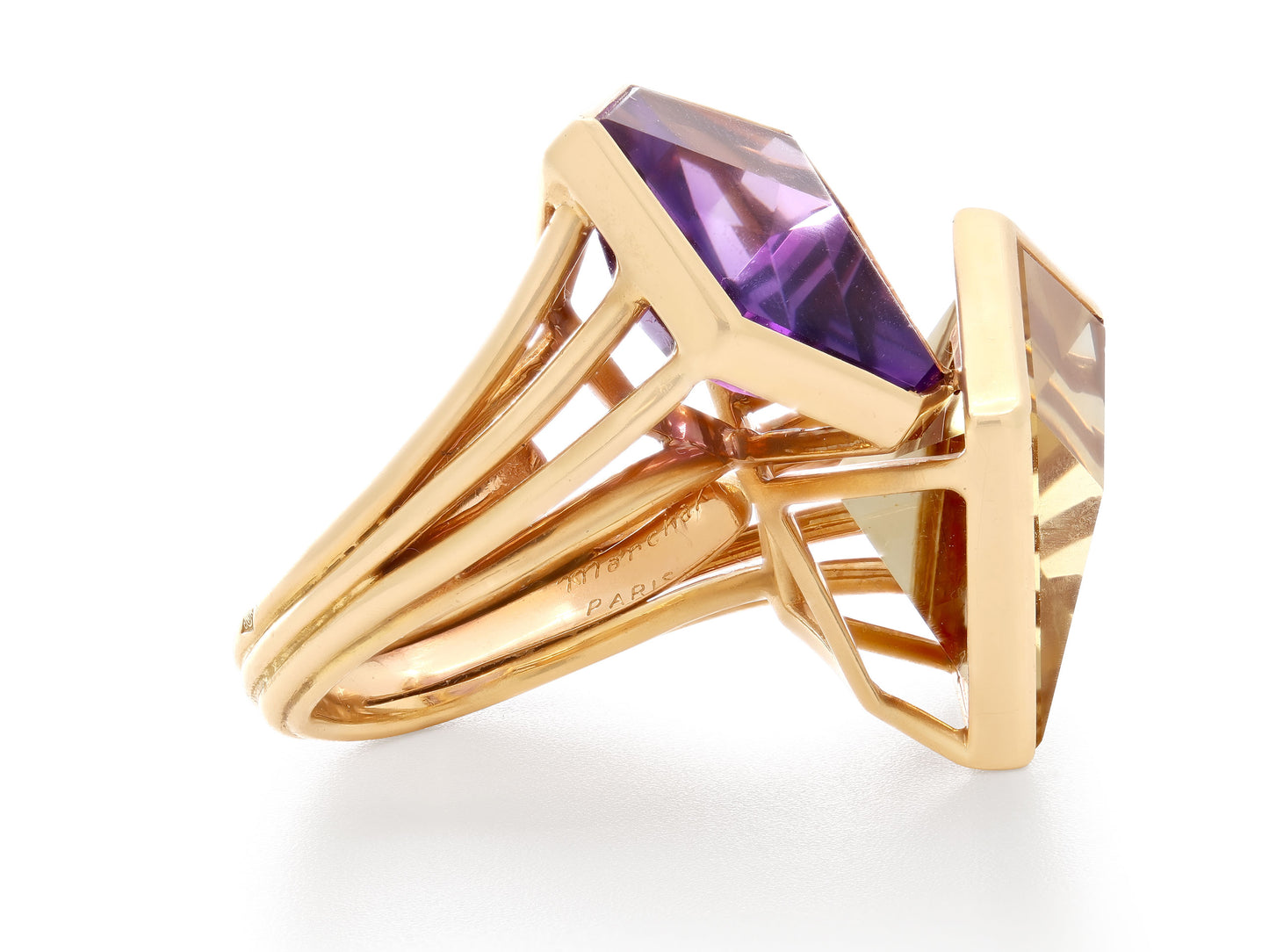 Marchak Amethyst and Citrine Ring in 18K Gold
