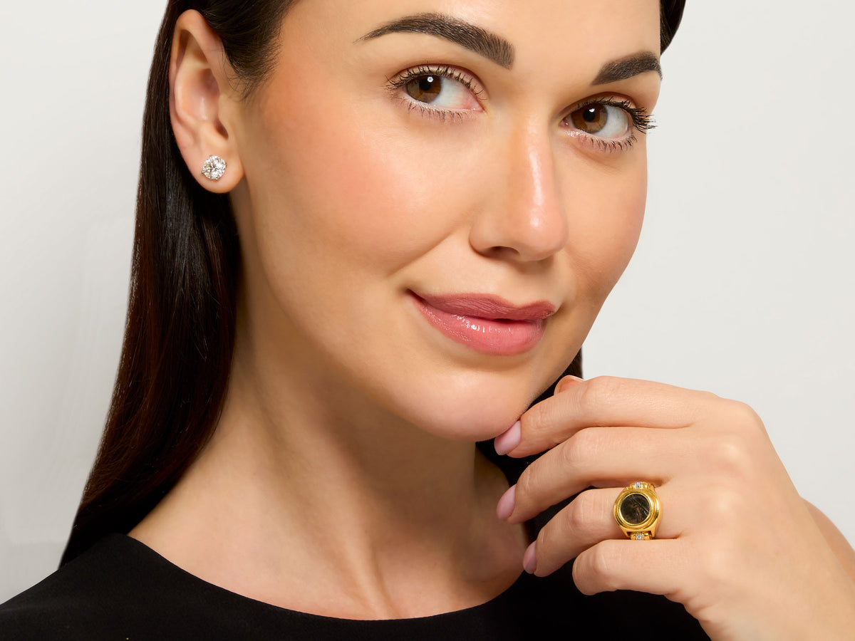 Ancient Coin and Diamond Ring in 18K Gold