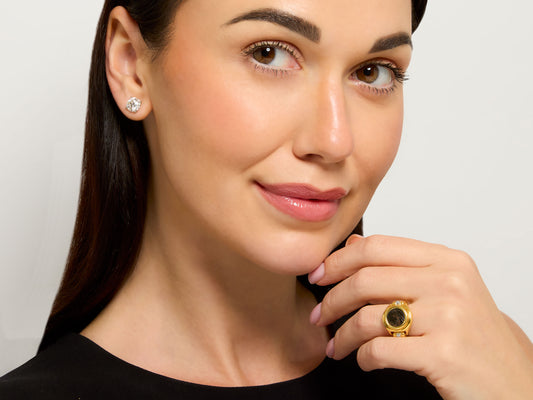 Ancient Coin and Diamond Ring in 18K Gold