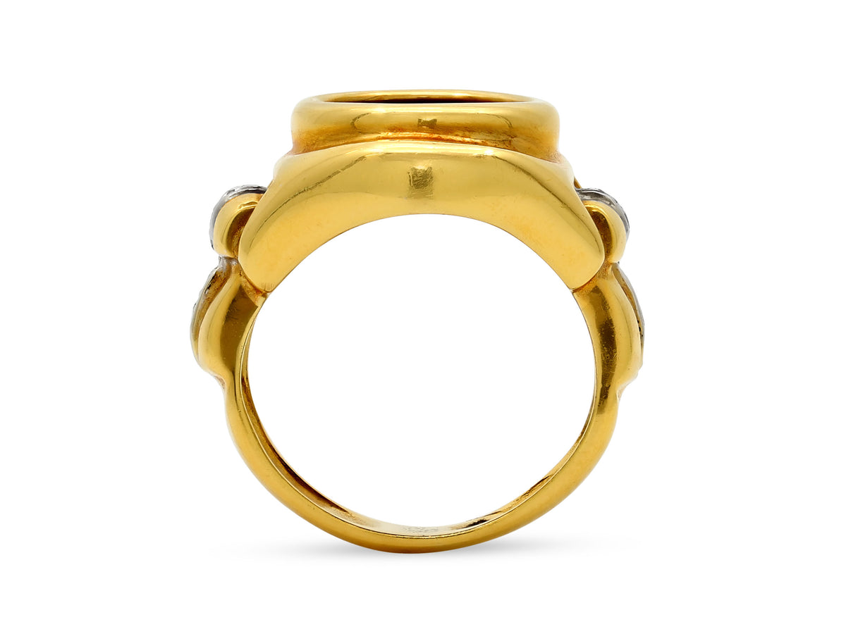 Ancient Coin and Diamond Ring in 18K Gold