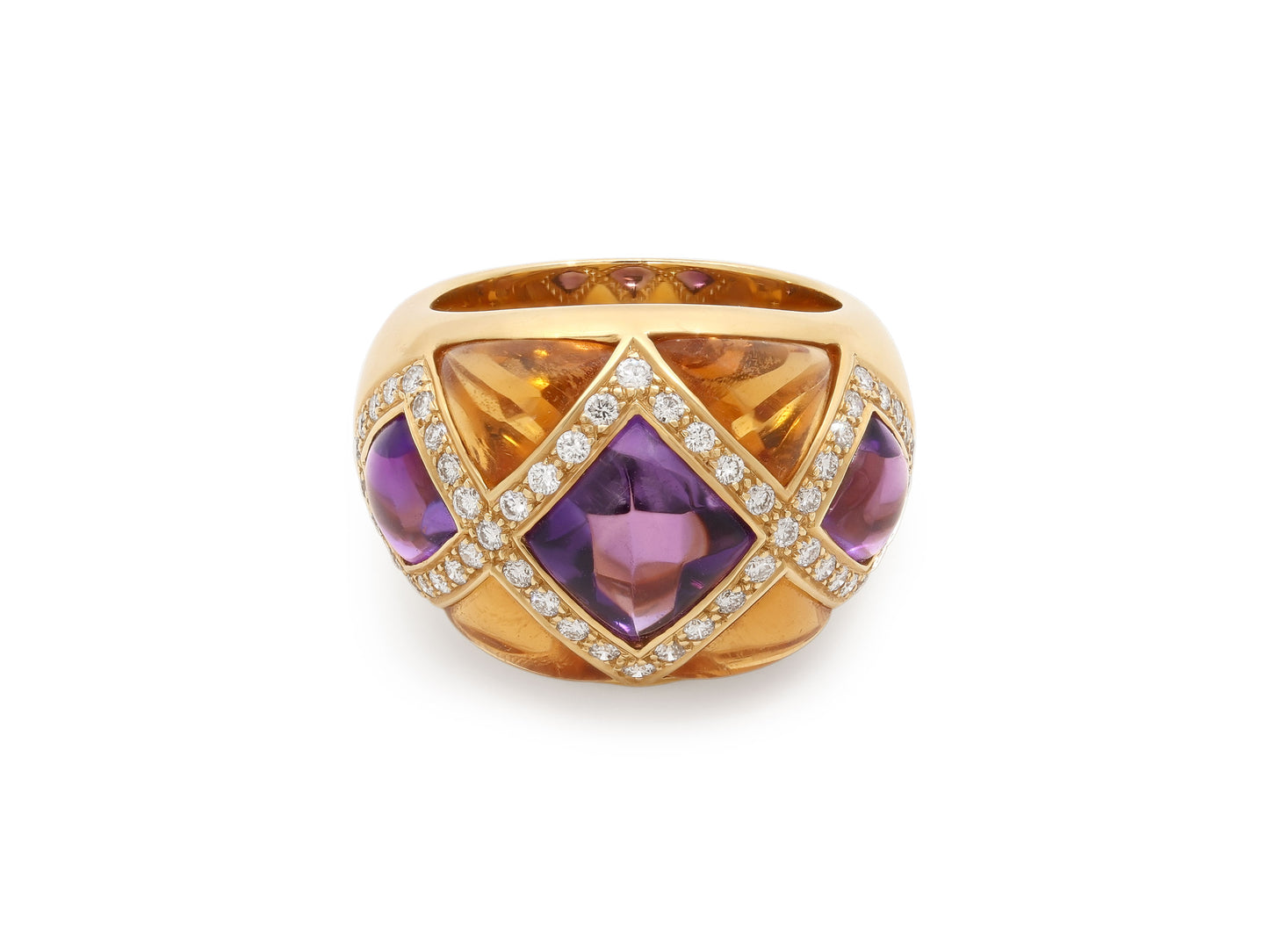Amethyst and Citrine Ring in 18K Gold
