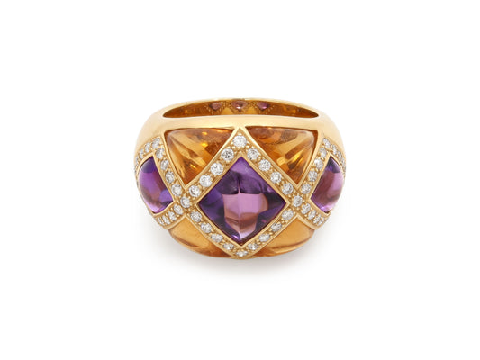 Amethyst and Citrine Ring in 18K Gold