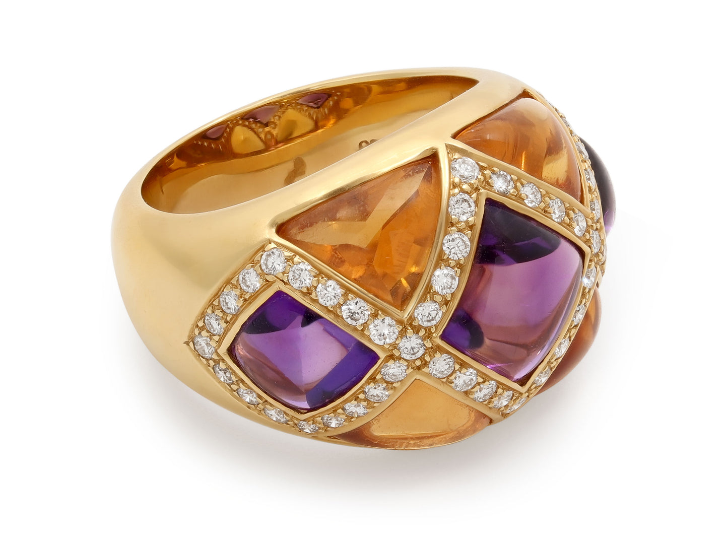 Amethyst and Citrine Ring in 18K Gold