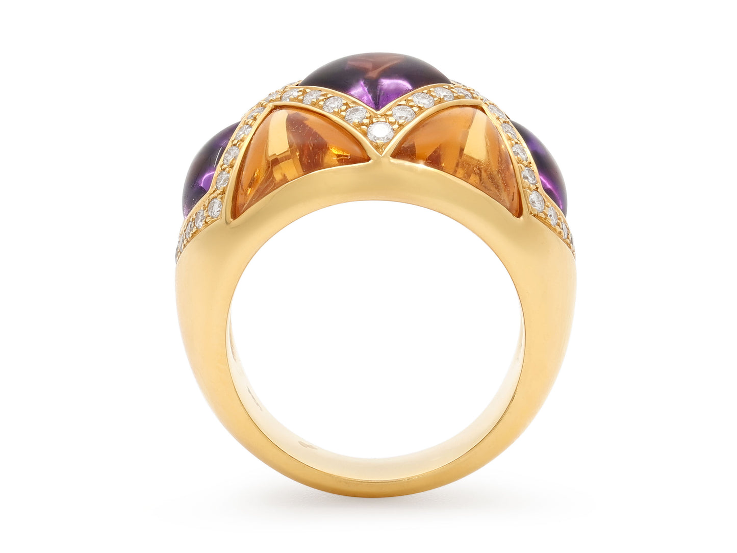 Amethyst and Citrine Ring in 18K Gold