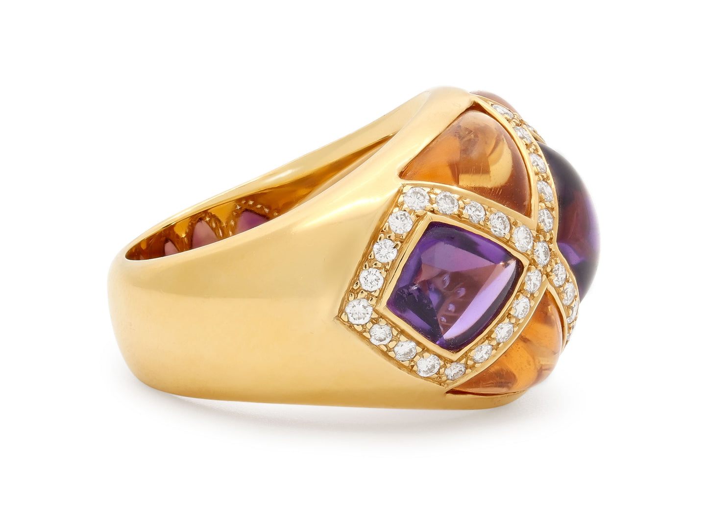 Amethyst and Citrine Ring in 18K Gold