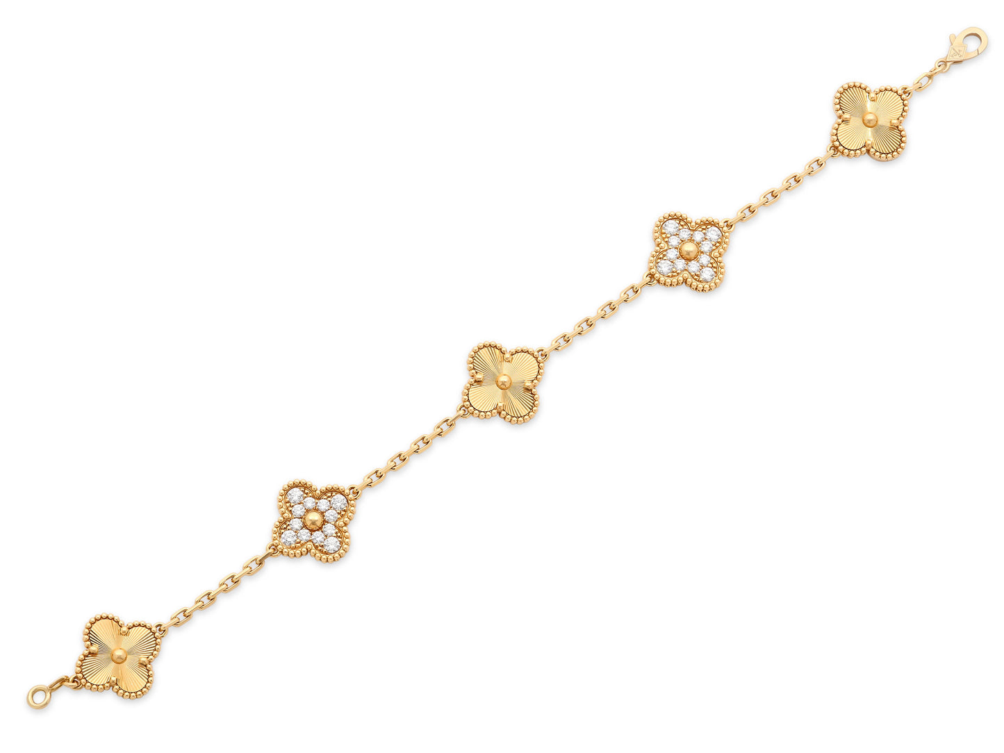 Van Cleef & Arpels 'Vintage Alhambra' Bracelet, 5 Motifs, in 18K Gold