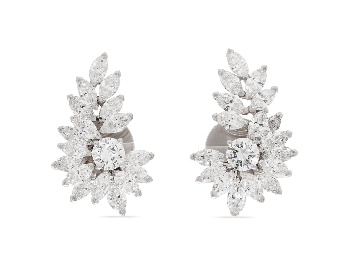 Diamond Cluster Earrings in 18K White Gold