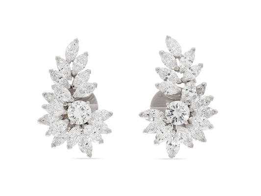 Diamond Cluster Earrings in 18K White Gold