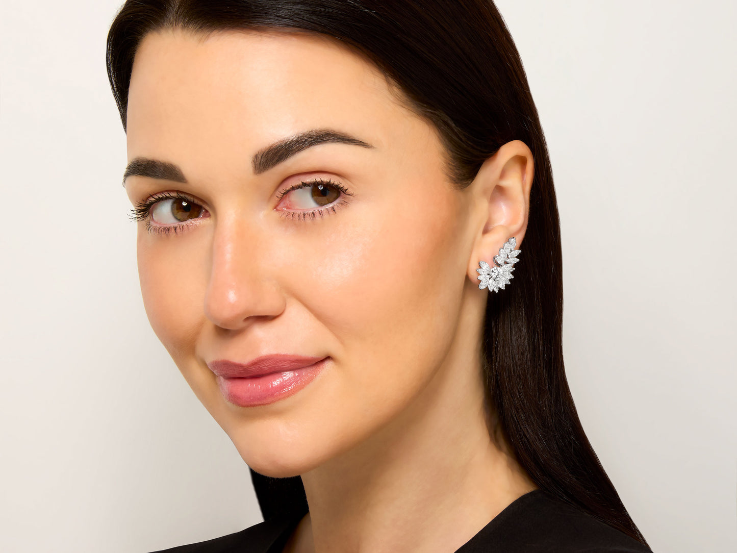 Diamond Cluster Earrings in 18K White Gold