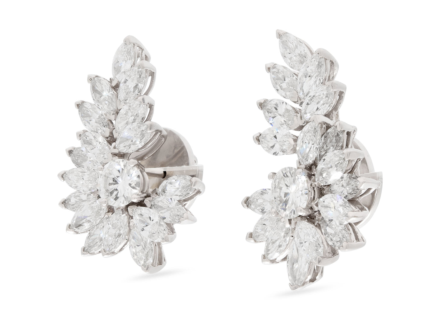 Diamond Cluster Earrings in 18K White Gold