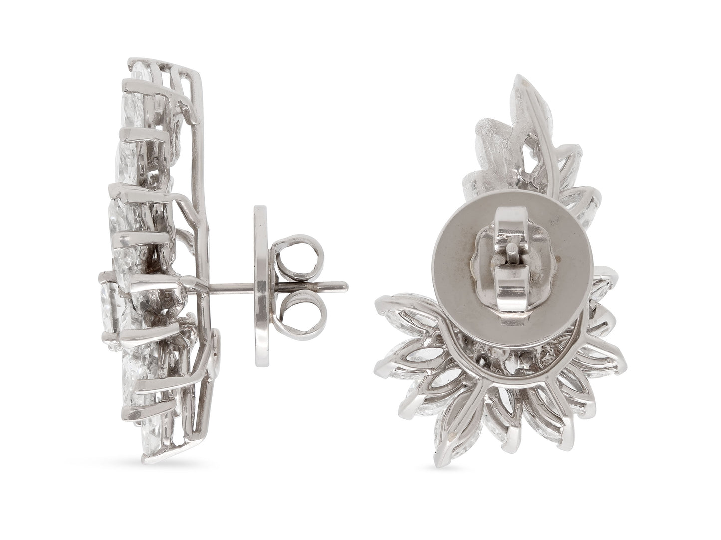 Diamond Cluster Earrings in 18K White Gold