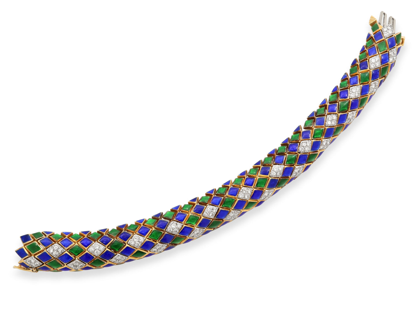 David Webb 'Harlequin' Enamel and Diamond Bracelet in 18K Gold