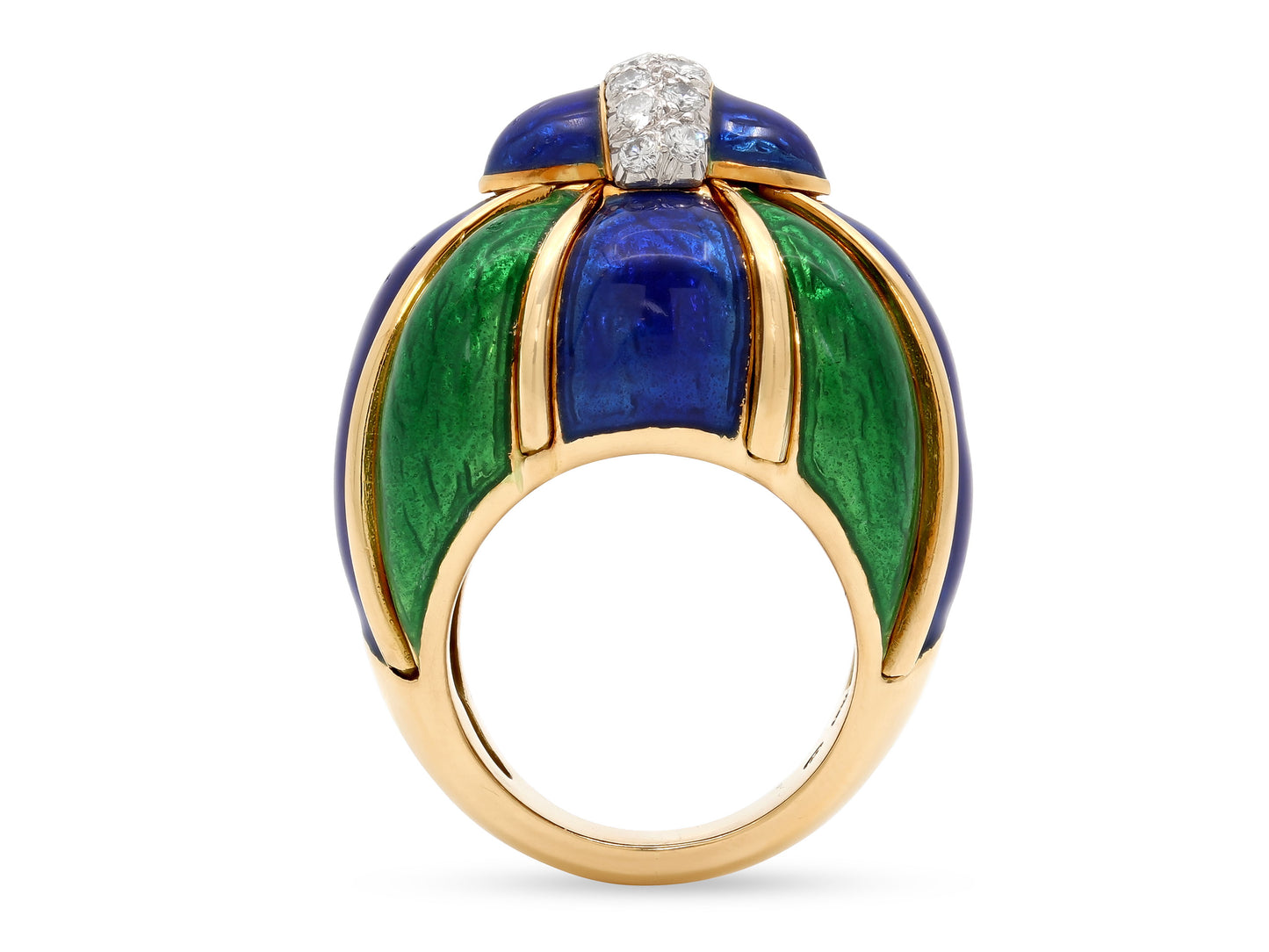 David Webb Diamond and Enamel Ring in 18K Gold